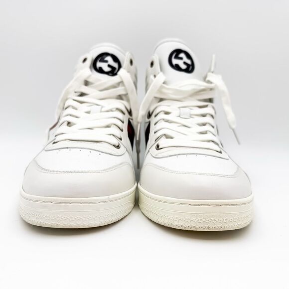 Gucci Web Stripe Coda High Top White Leather Sneakers US Men’s 11.5 - Picture 4 of 15